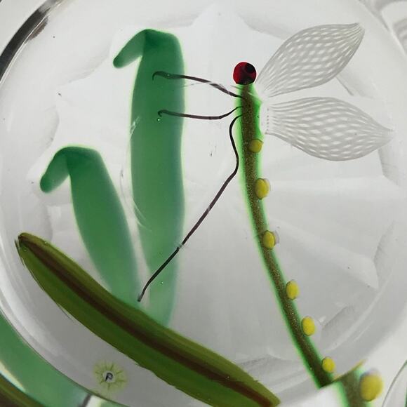 Perthshire 1986C Aventurine Dragonfly Faceted Clear Lampwork Insect Paperweight - Picture 13 of 13